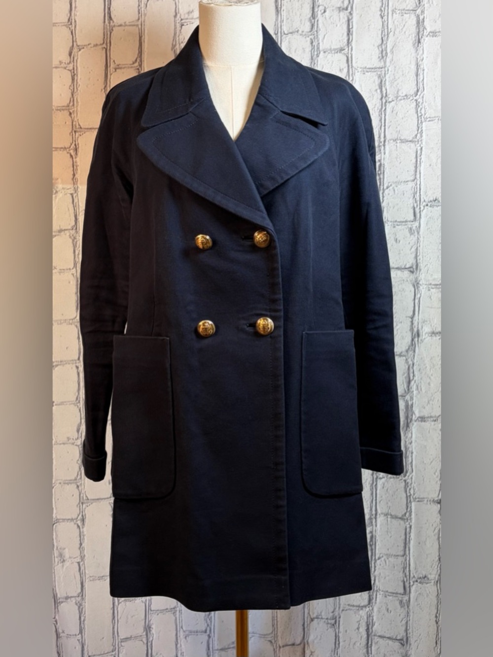 Juicy Couture Original Size:L Navy Double-Breasted Women's Coat Gold Buttons